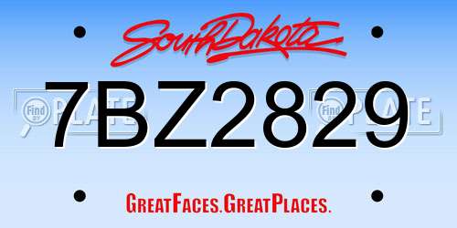 7BZ2829 South Dakota License Plate