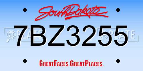 7BZ3255 South Dakota License Plate