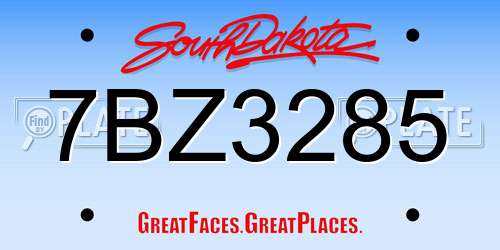 7BZ3285 South Dakota License Plate