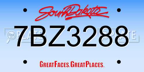 7BZ3288 South Dakota License Plate