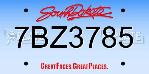 7BZ3785 South Dakota License Plate