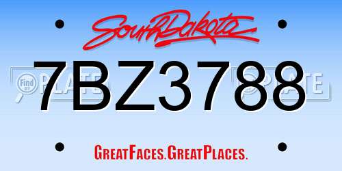 7BZ3788 South Dakota License Plate