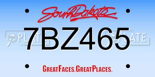 7BZ465 South Dakota License Plate