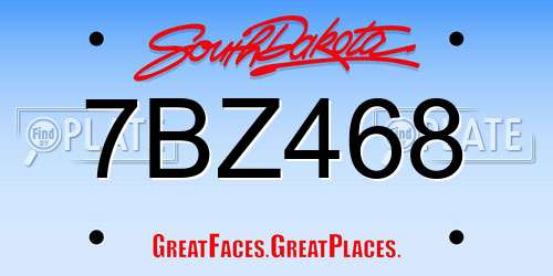 7BZ468 South Dakota License Plate