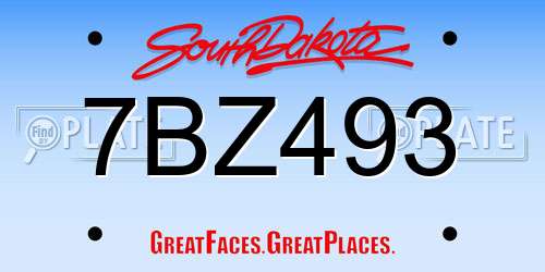 7BZ493 South Dakota License Plate