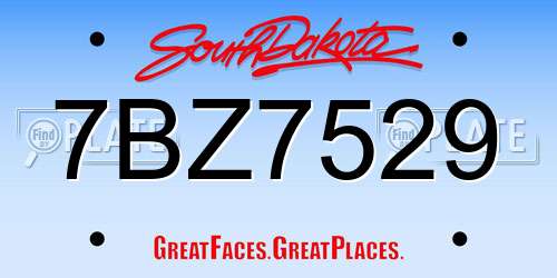 7BZ7529 South Dakota License Plate