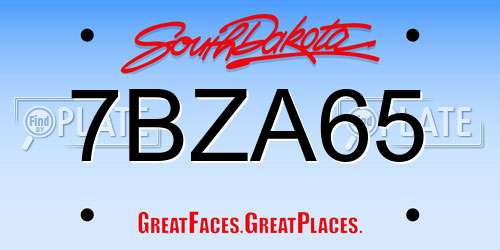 7BZA65 South Dakota License Plate