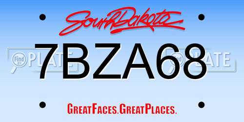 7BZA68 South Dakota License Plate