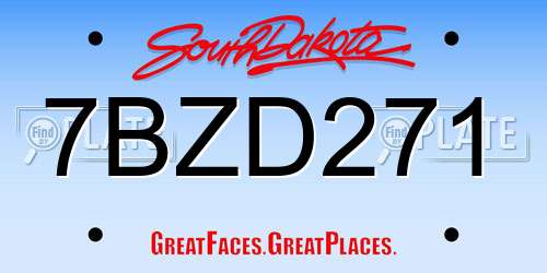 7BZD271 South Dakota License Plate