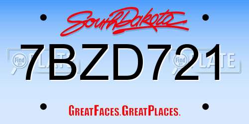 7BZD721 South Dakota License Plate