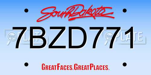 7BZD771 South Dakota License Plate