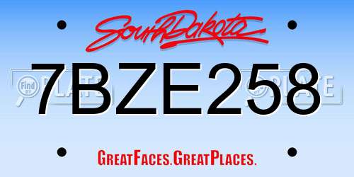7BZE258 South Dakota License Plate