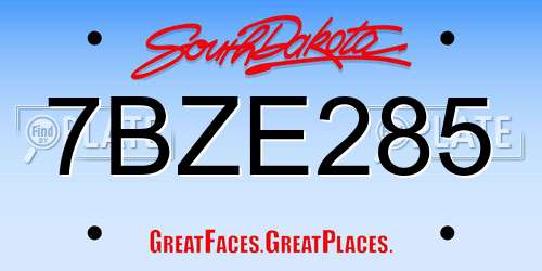 7BZE285 South Dakota License Plate