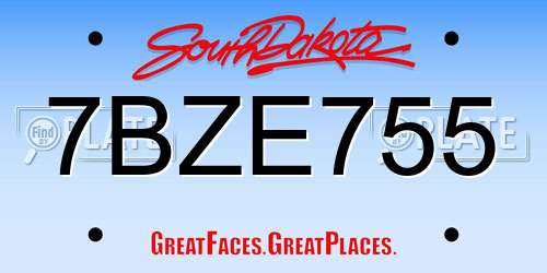 7BZE755 South Dakota License Plate