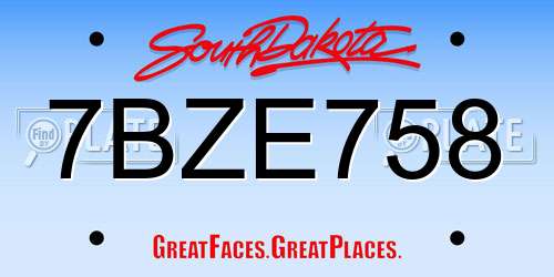 7BZE758 South Dakota License Plate