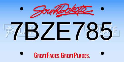 7BZE785 South Dakota License Plate