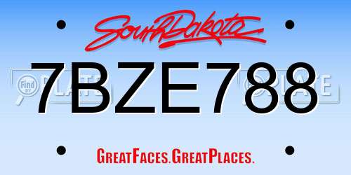 7BZE788 South Dakota License Plate