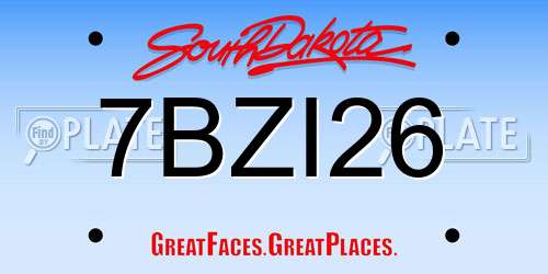7BZI26 South Dakota License Plate