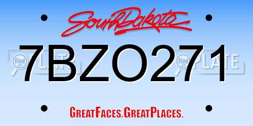 7BZO271 South Dakota License Plate