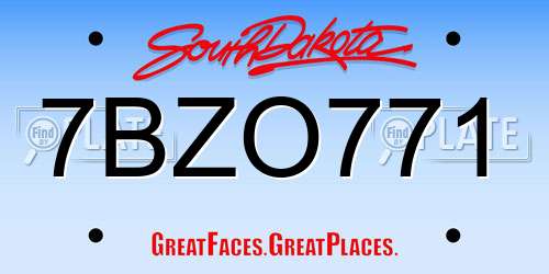 7BZO771 South Dakota License Plate