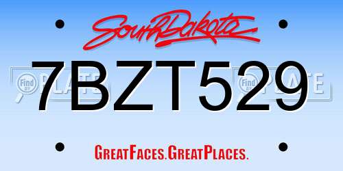7BZT529 South Dakota License Plate