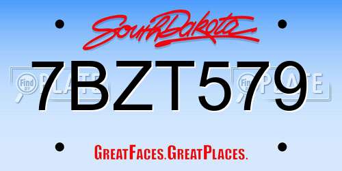 7BZT579 South Dakota License Plate