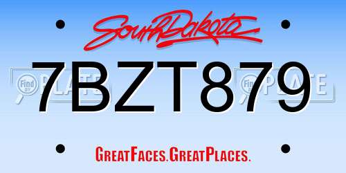 7BZT879 South Dakota License Plate