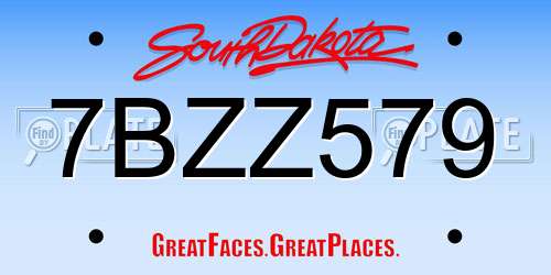 7BZZ579 South Dakota License Plate