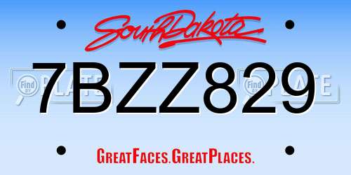 7BZZ829 South Dakota License Plate