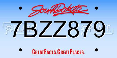 7BZZ879 South Dakota License Plate