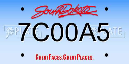 7C00A5 South Dakota License Plate