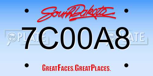 7C00A8 South Dakota License Plate