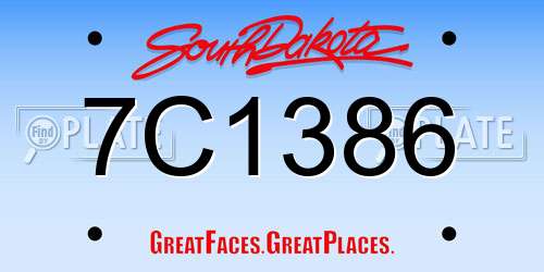 7C1386 South Dakota License Plate