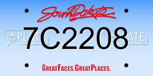7C2208 South Dakota License Plate