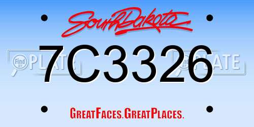 7C3326 South Dakota License Plate