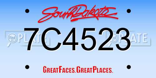 7C4523 South Dakota License Plate