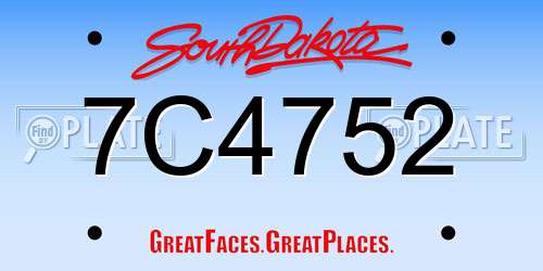 7C4752 South Dakota License Plate