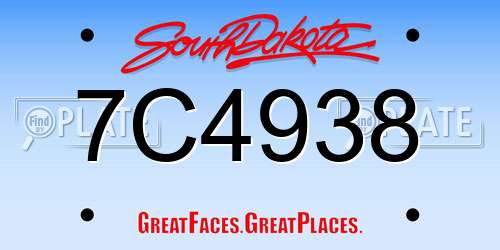 7C4938 South Dakota License Plate