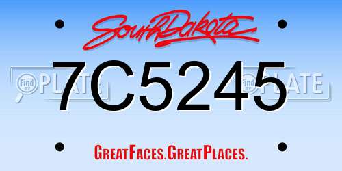 7C5245 South Dakota License Plate