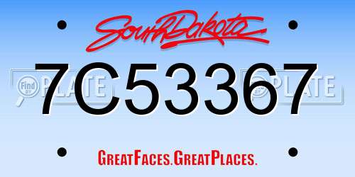 7C53367 South Dakota License Plate