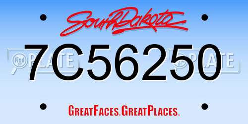 7C56250 South Dakota License Plate