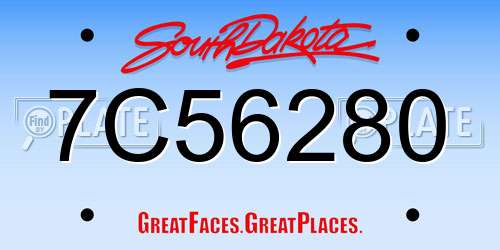 7C56280 South Dakota License Plate