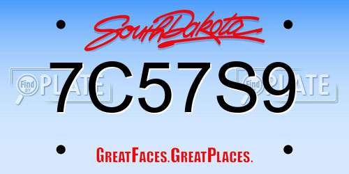 7C57S9 South Dakota License Plate
