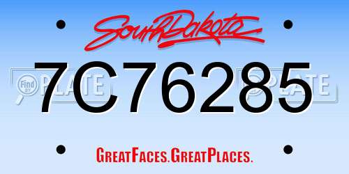 7C76285 South Dakota License Plate