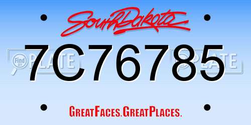 7C76785 South Dakota License Plate