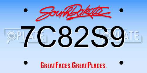 7C82S9 South Dakota License Plate