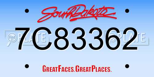 7C83362 South Dakota License Plate