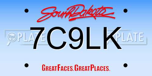 7C9LK South Dakota License Plate