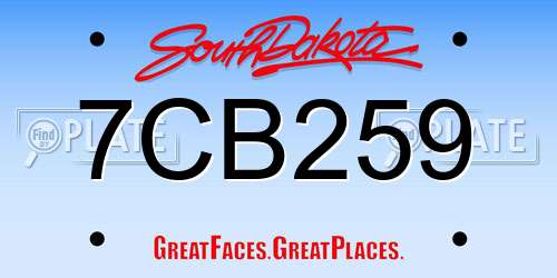 7CB259 South Dakota License Plate