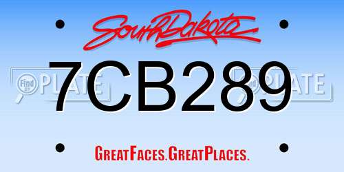 7CB289 South Dakota License Plate